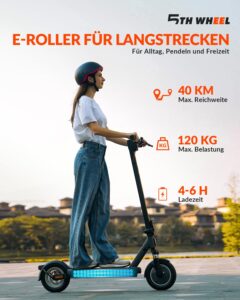E-Scooter mit Straßenzulassung, 10 Zoll, bis 40 km, Vierfachfederung, Blinker, App, Dualbremse – Bild 3