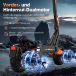 HITWAY H11 E-Scooter, Straßenzulassung, Dualantrieb, 52V 23,4Ah, bis 130 km, App, NFC, 10 Zoll – Bild 3